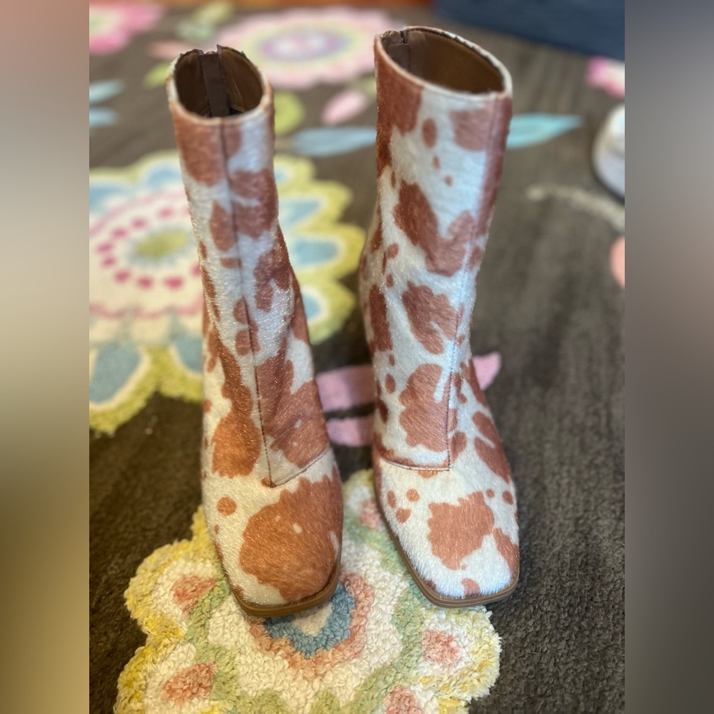 Pierre Dumas Cammy Cow Print Ankle Boot - image 5